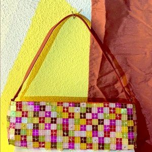 Santi, square beaded purse